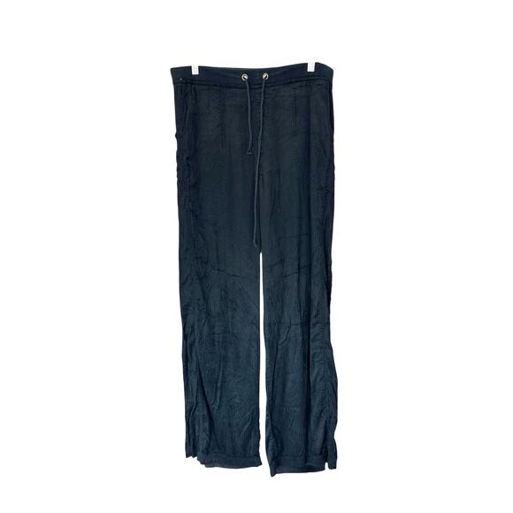 XCVI Pants Black Relaxed Lagenlook Basic Casual Corduroy Straight Leg Medium - Picture 1 of 14